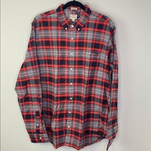 J. Crew NWT Oxford Red Blue Plaid Long Sleeve
